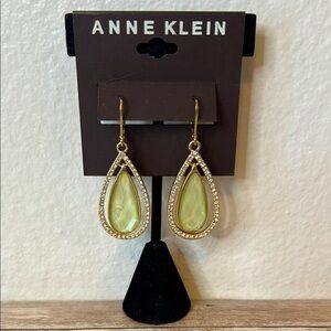 Anne Klein Gold and Green Teardrop Earrings